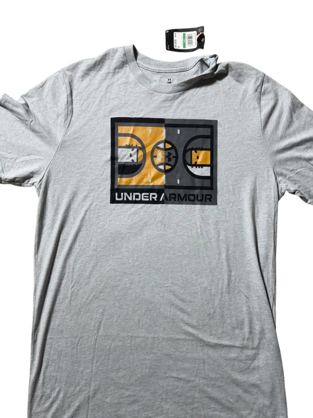 Under Armour Basketball Icon Graphic Tee – Gray Yellow Black – Size L  NWT